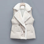 Faux Fur Drawstring Waist Winter Vest