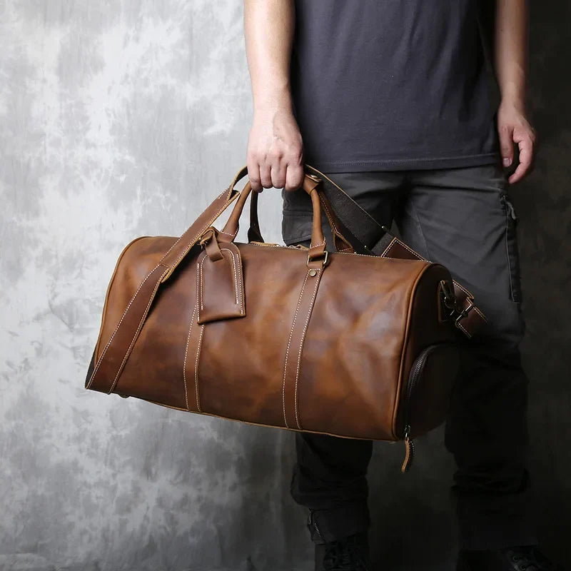 Cowhide Leather Weekender Bag
