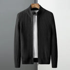 Vertical Rib Full-Zip Knit Cardigan