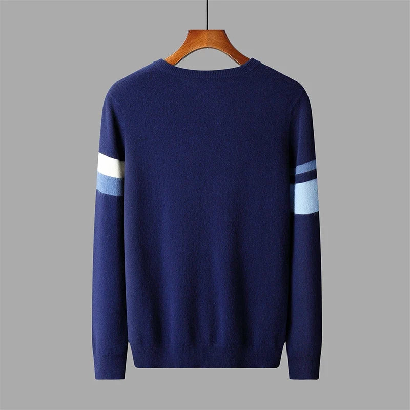 Geometric Pattern Wool Crew Sweater