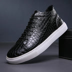 Croc-Embossed Leather Sneakers