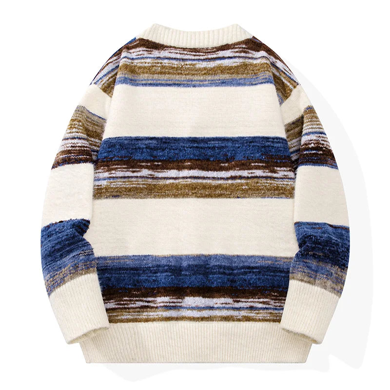Earth And Blue Striped Knit Cardigan