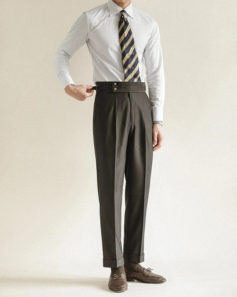 Pleated High Waist Dress Trousers