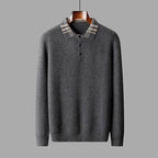 Striped Collar Quarter Button Sweater