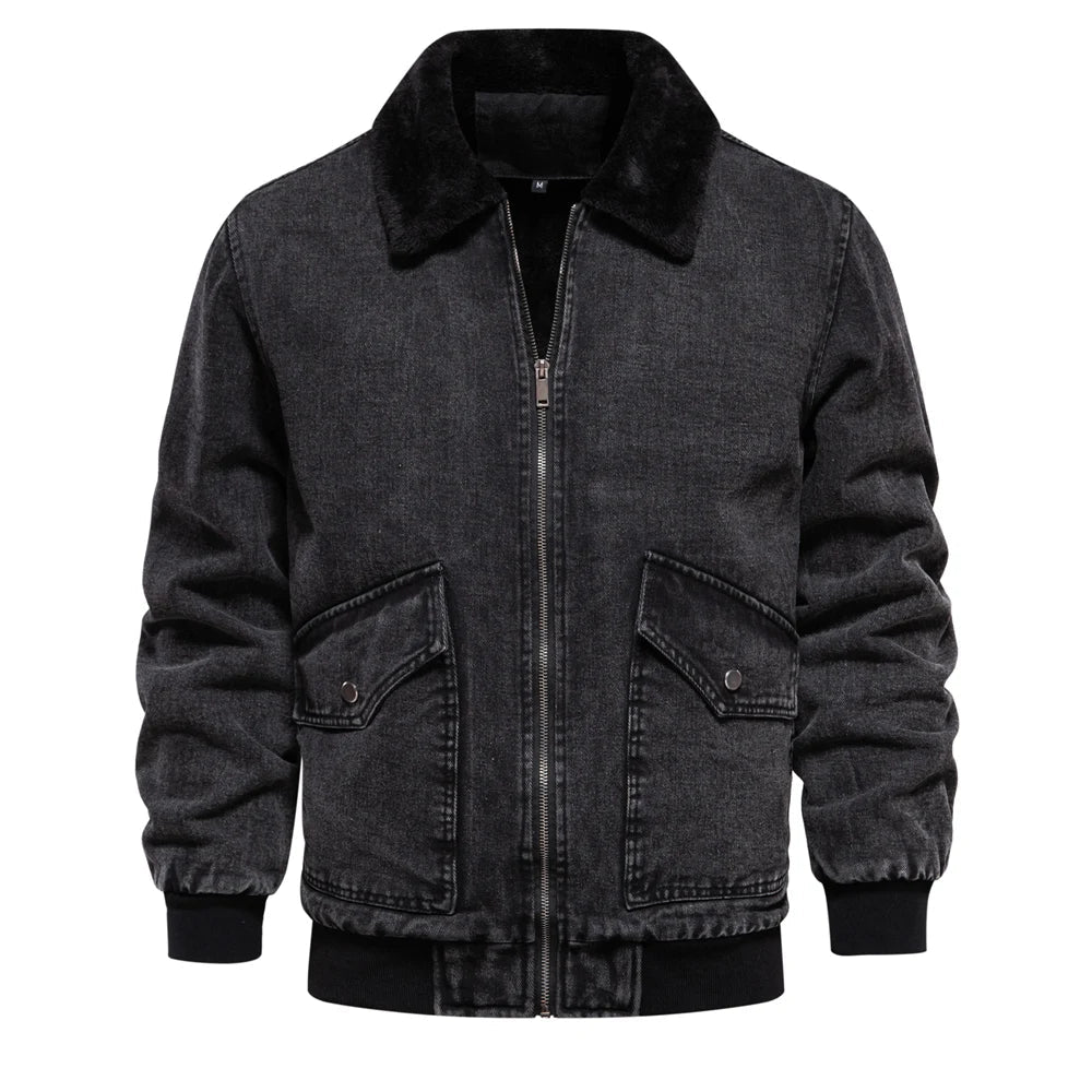 Fleece Lined Rugged Denim Jacket