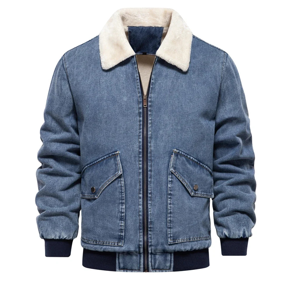 Fleece Lined Rugged Denim Jacket