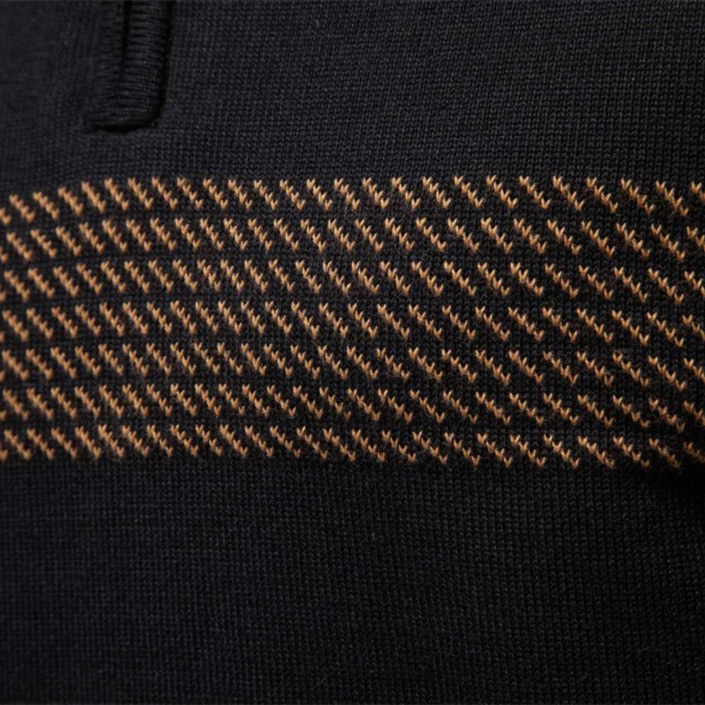 Striped Zip-Through Knit Sweater