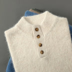 Brushed Wool Button Placket Sweater