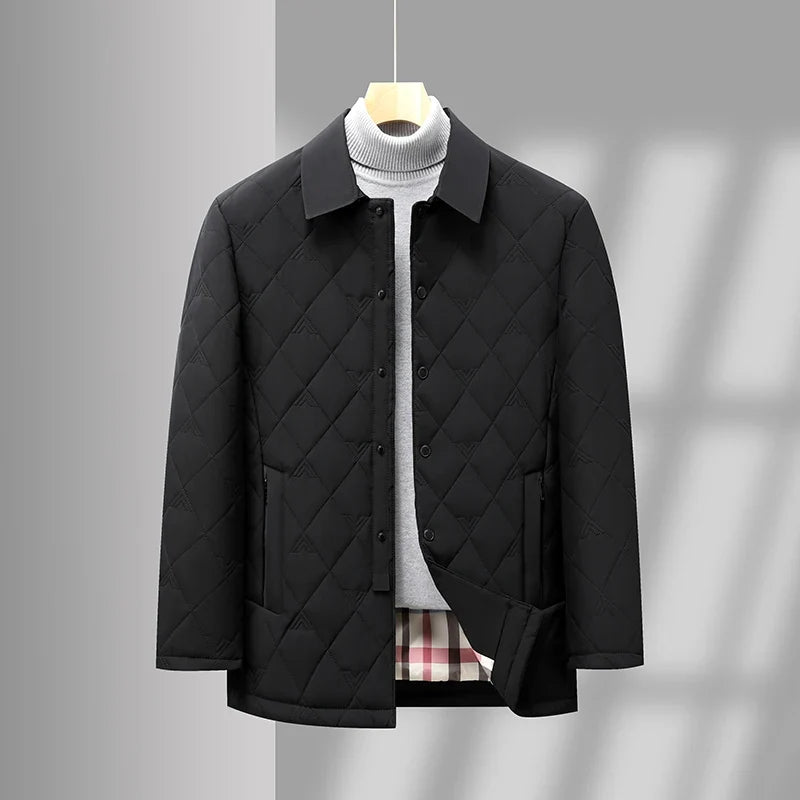 Diamond Quilted Snap-Button Jacket