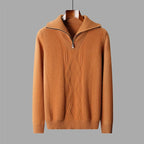 Cable Knit Half-Zip Wool Sweater