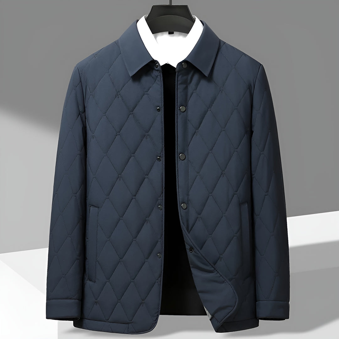 Diamond-Quilted Tailored Coat