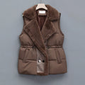 Faux Fur Drawstring Waist Winter Vest