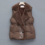 Faux Fur Drawstring Waist Winter Vest