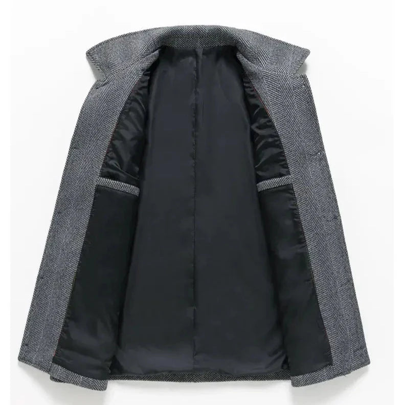 Herringbone Button-Up Wool Jacket