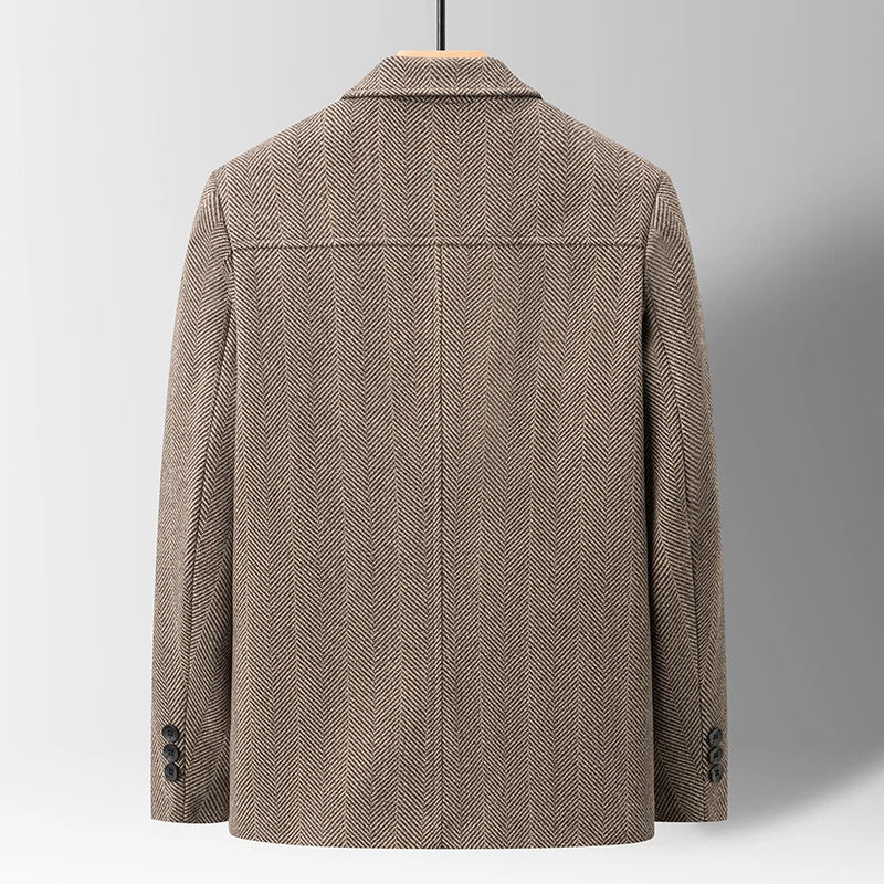 Herringbone Button-Up Wool Jacket