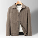 Herringbone Button-Up Wool Jacket