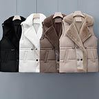 Faux Fur Drawstring Waist Winter Vest