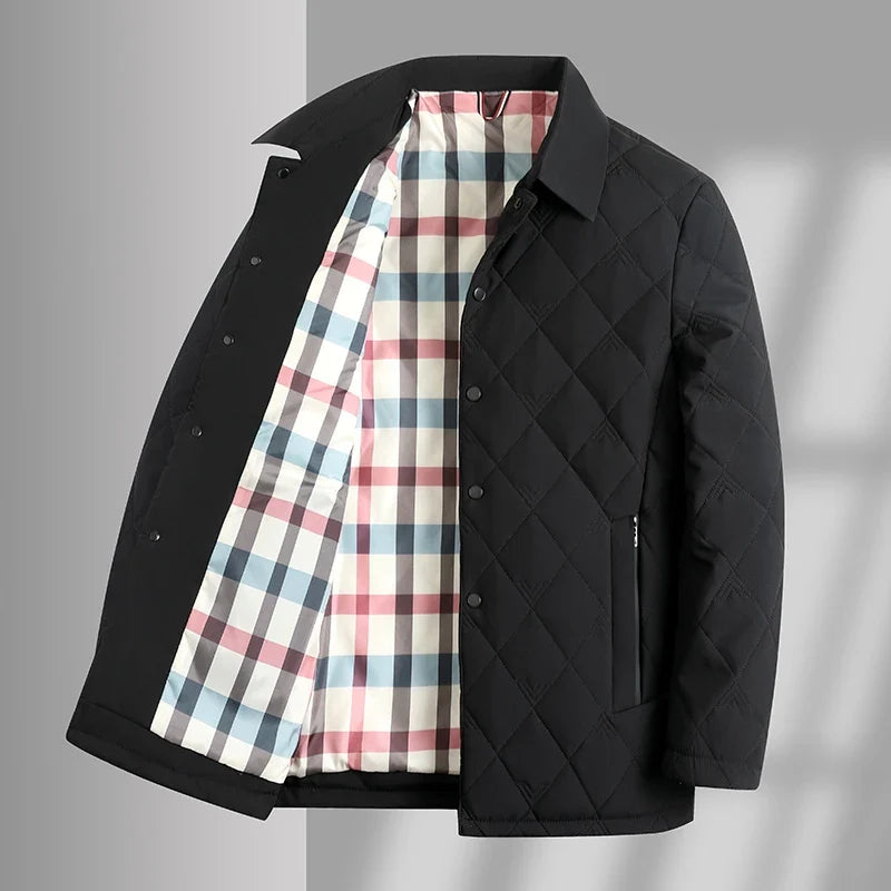 Diamond Quilted Snap-Button Jacket