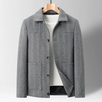 Herringbone Button-Up Wool Jacket