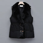 Faux Fur Drawstring Waist Winter Vest