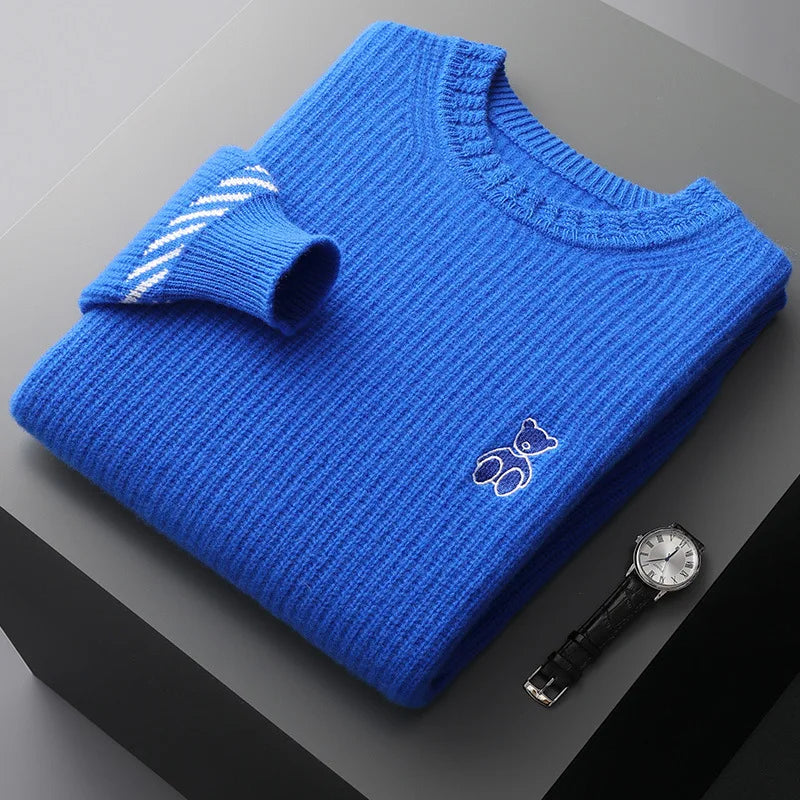 Embroidered Teddy Rib Knit Sweater