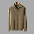 Cable Knit Half-Zip Wool Sweater
