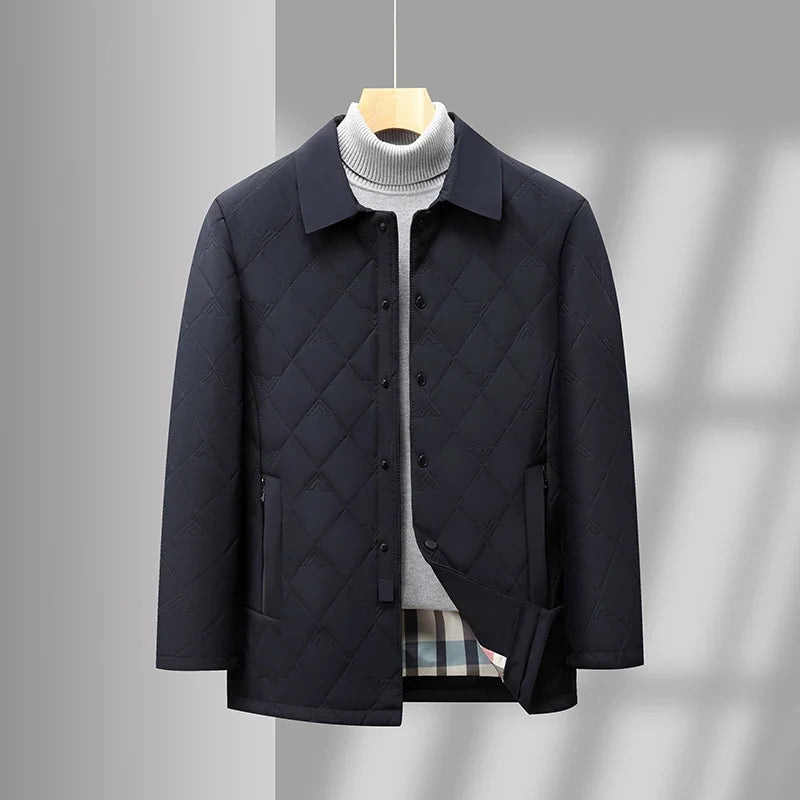 Diamond Quilted Snap-Button Jacket