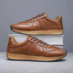 Retro Panel-Stitch Leather Sneakers
