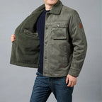 Fur-Collar Sherpa-Lined Suede Jacket