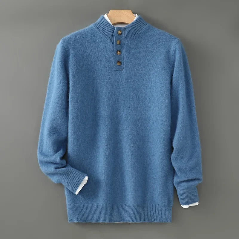 Brushed Wool Button Placket Sweater