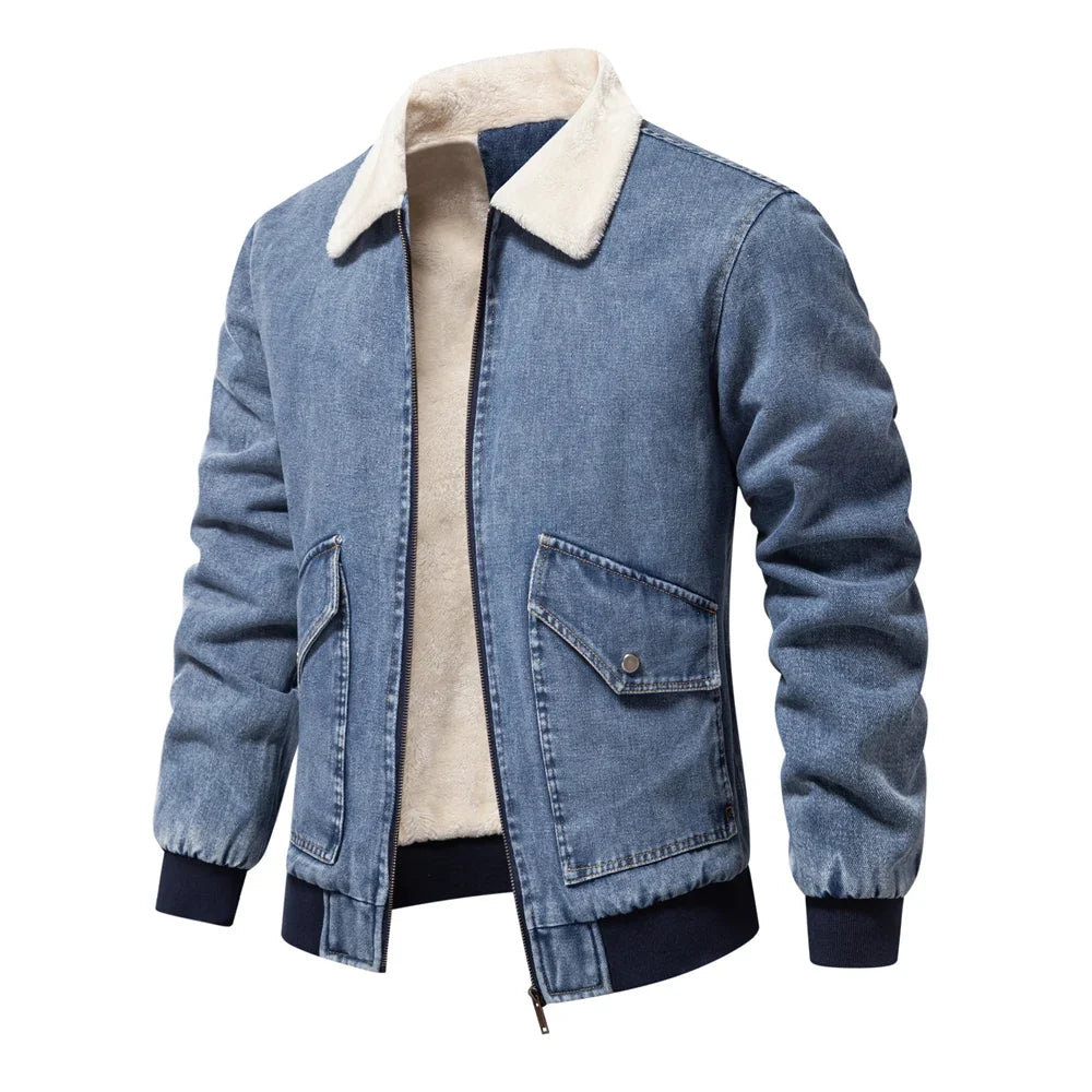 Fleece Lined Rugged Denim Jacket