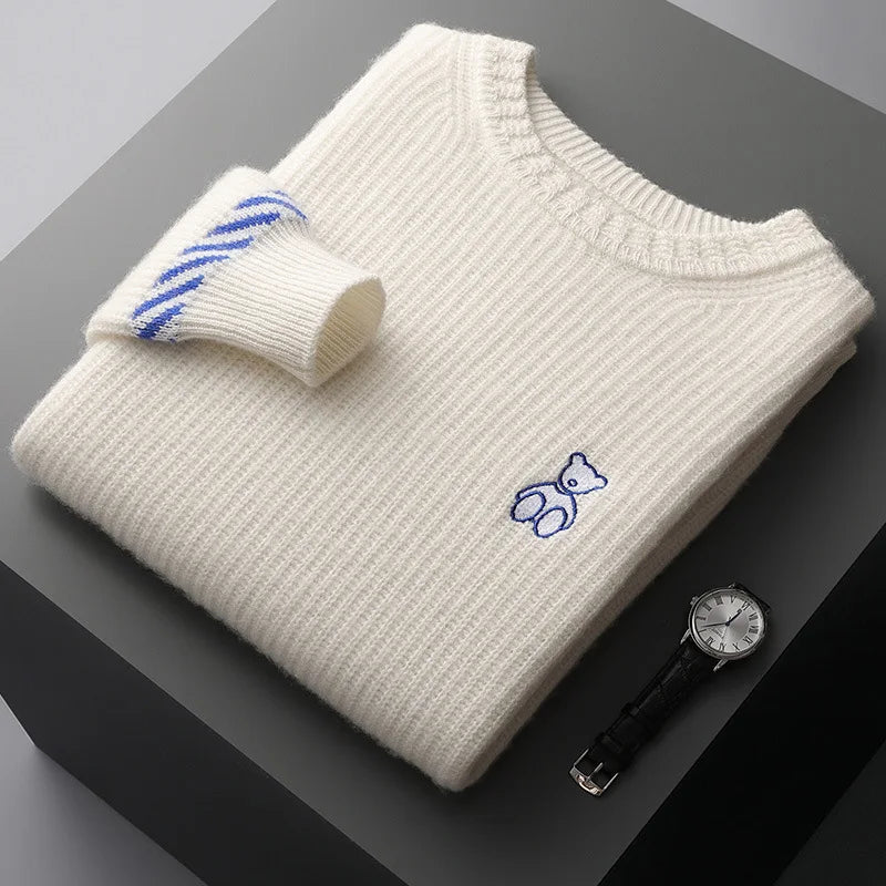 Embroidered Teddy Rib Knit Sweater