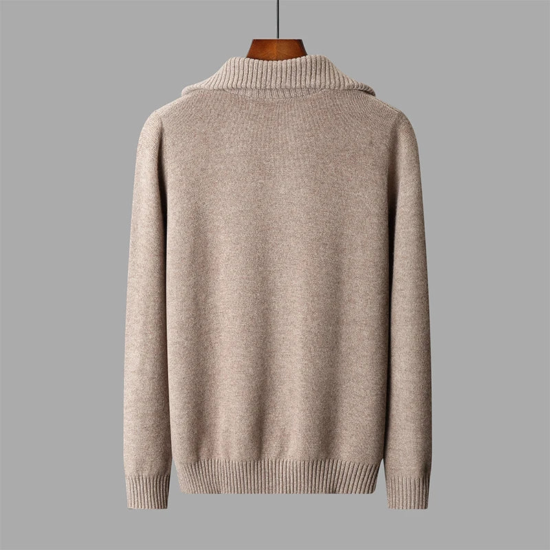 Cable Knit Half-Zip Wool Sweater