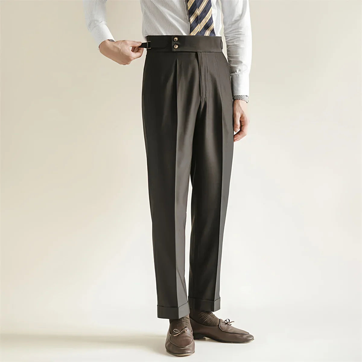 Pleated High Waist Dress Trousers