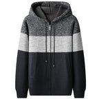 Striped Textured Wool Zip Hoodie