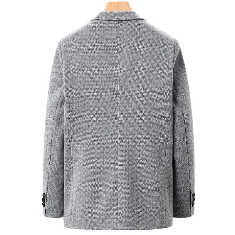 Herringbone Button-Up Wool Jacket
