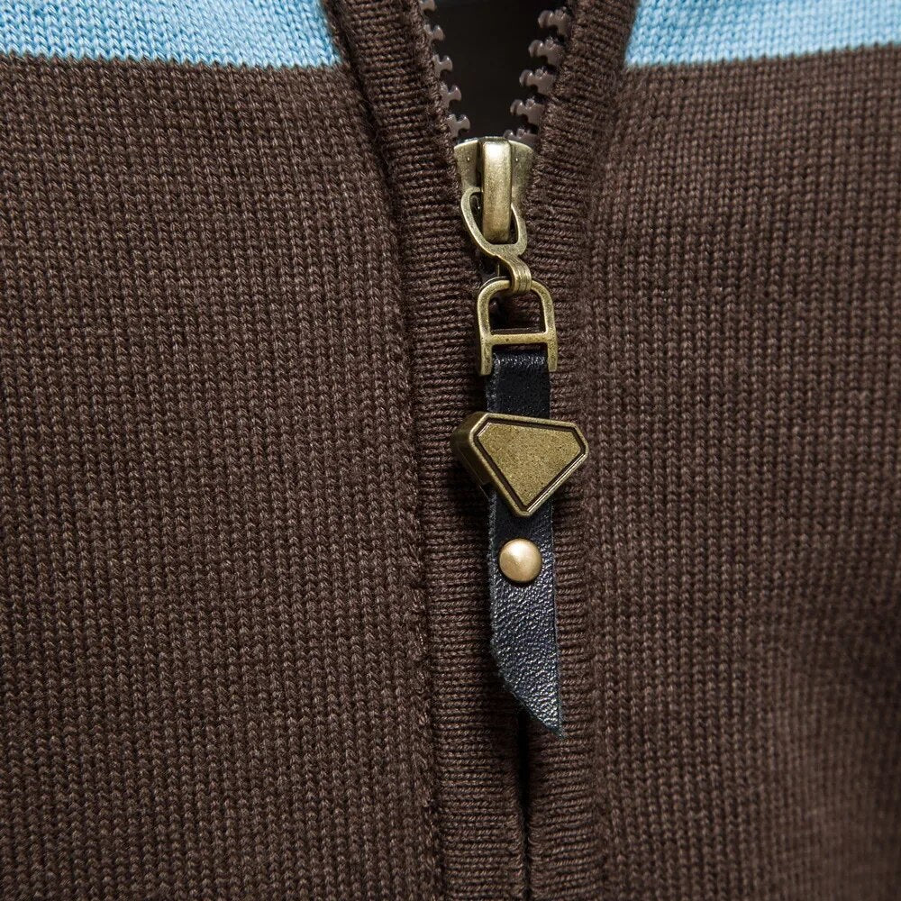 Full-Zip Cotton Knit Sweater