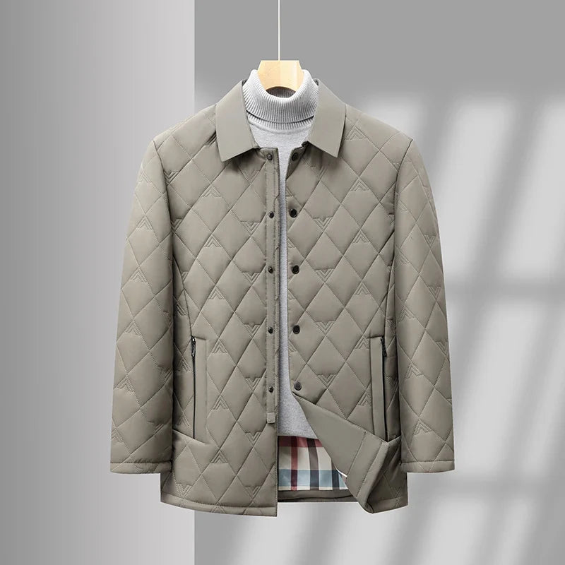 Diamond Quilted Snap-Button Jacket