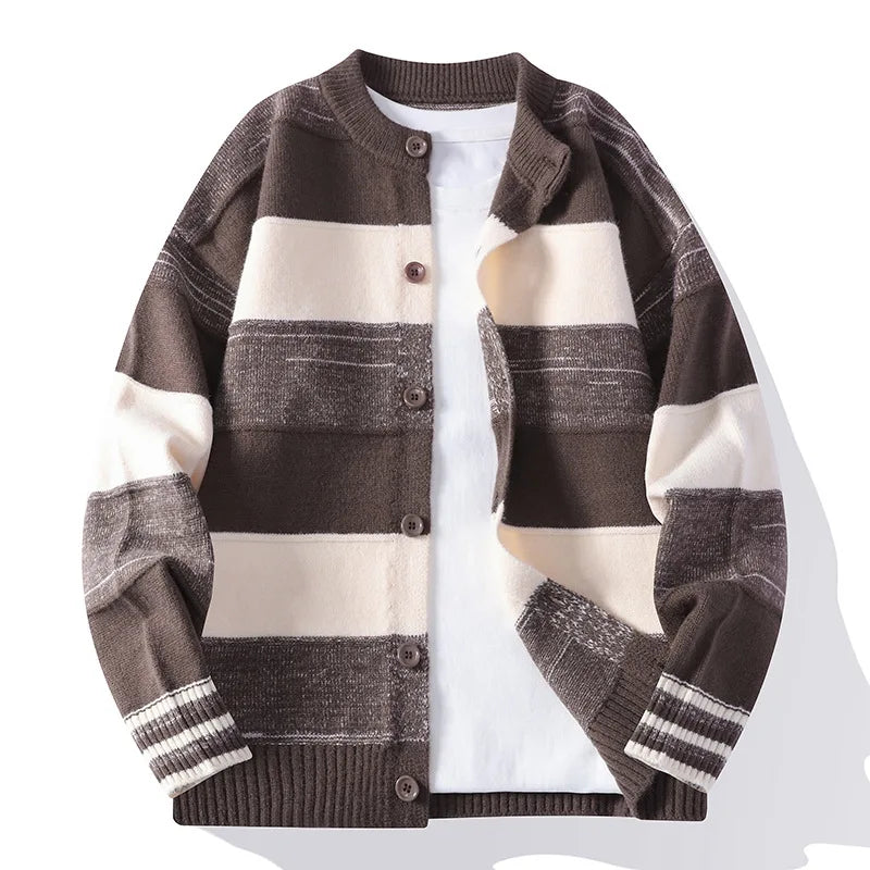 Horizontal Stripe Soft Knit Cardigan