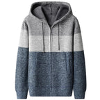 Striped Textured Wool Zip Hoodie