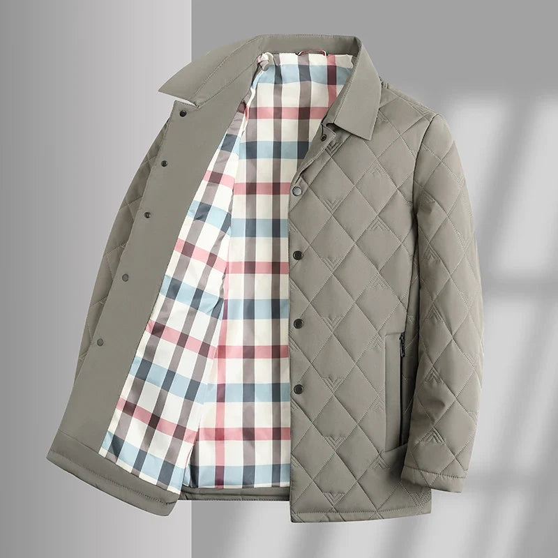 Diamond Quilted Snap-Button Jacket