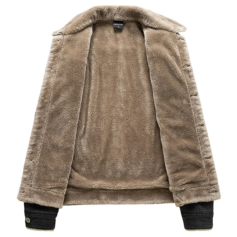 Fleece-Lined Button-Up Denim Jacket