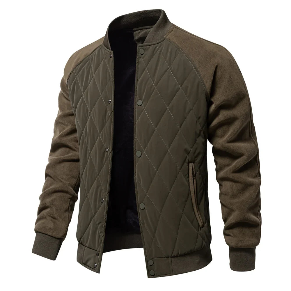 Wool Blend Button-Up Fleece Bomber
