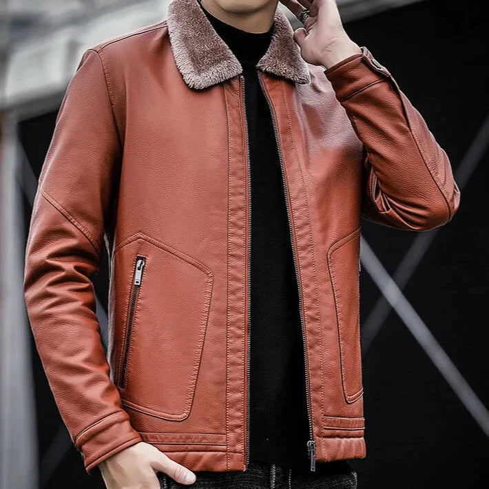 Fur Collar Premium Leather Jacket