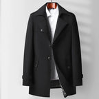 Plaid-Lined Notched Collar Overcoat
