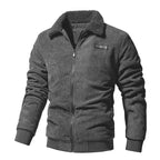 Fleece-Collar Corduroy Zip Jacket