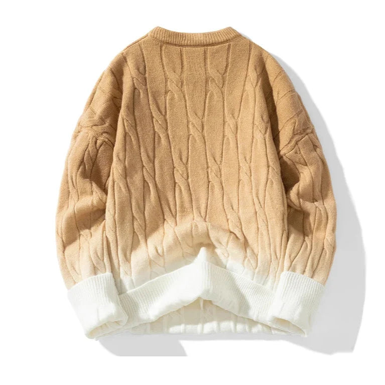 Cable Knit Gradient Wool Sweater