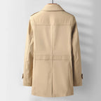 Plaid-Lined Notched Collar Overcoat