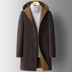 Hooded Wool Blend Mid-Thigh Coat