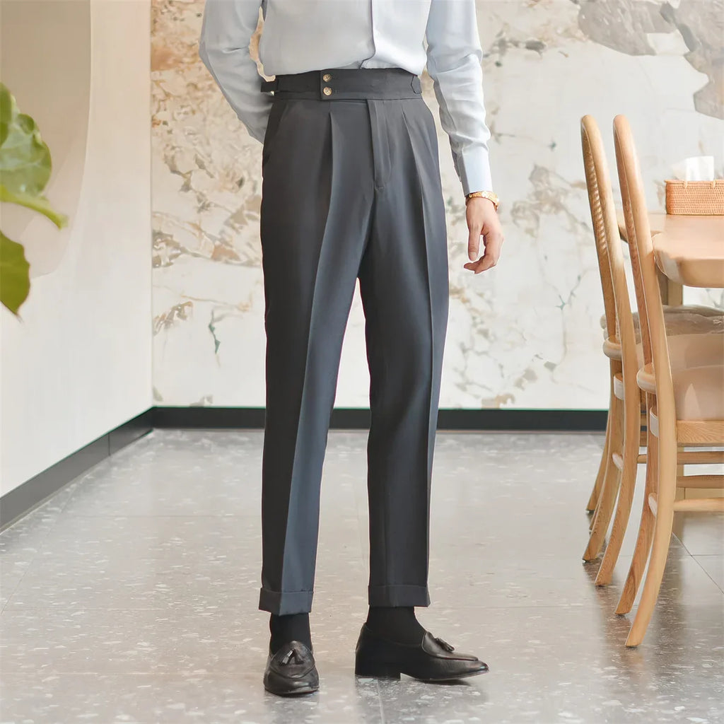 Pleated High Waist Dress Trousers